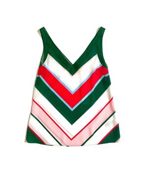 Ted Baker Paisly V Neck Striped Tank Top - Green