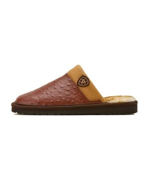 Ariat Silversmith Exotic Ostrich Print Slipper - Brown