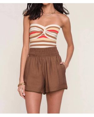 Heartloom Smocked Waist Short - Brown