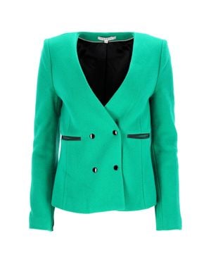 Sandro Double-Breasted Blazer With Pockets - Green