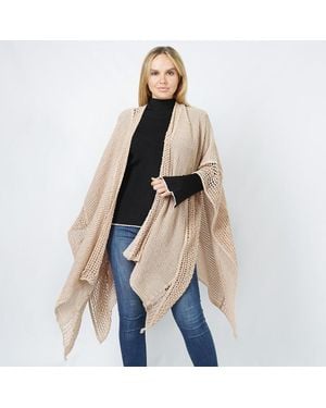 TRUEDAMES Textured Knit Cape/Ruana - Blue