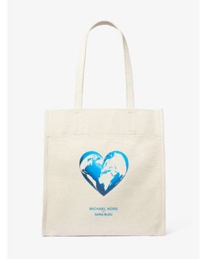 Michael Kors Mk Watch Hunger Stop Recycled Cotton Canvas Tote Bag - Blue