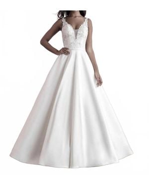Allure Bridals Beaded Floral Wedding Gown - White