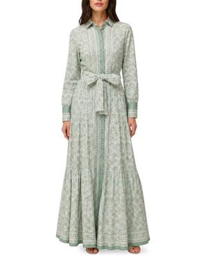 MC2 Saint Barth Geometric Pattern Long Cotton Chemisier Dress - Green