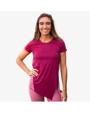 Calypsa Side Split Tie Up Tee - Red