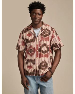 Lucky Brand Ikat Camp Collar Short Sleeve Shirt - Natural