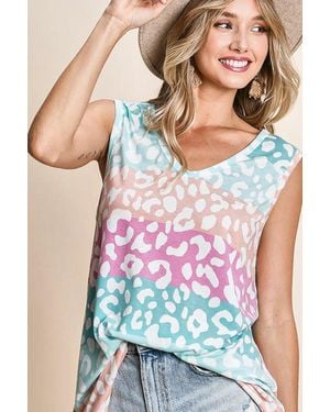 TRUEDAMES Leopard V-Neck Tank - Red