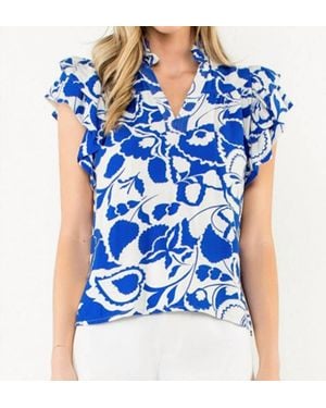 Thml Flutter Sleeve Print Top - Blue
