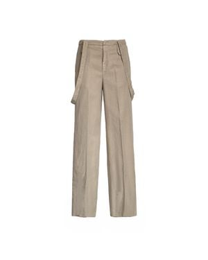 Dondup Tecla Detachable Suspenders Wide-Leg Pants - Natural
