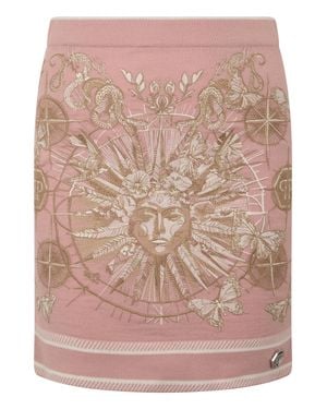 Philipp Plein Knitted Mini Skirt Butterfly Tattoo - Pink