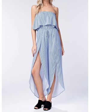 Honey Punch All Aboard Striped Jumpsuit - Blue
