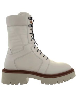 Ferragamo Ferragamo Franklyn Leather Lace-Up Combat Boots, Size 9 Ee - Gray