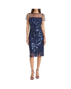 Maggy London Sequined Mesh Cocktail And Party Dress - Blue