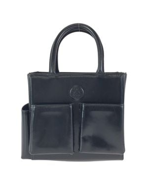 Versace Vintage Leather Handbag Tote - Blue