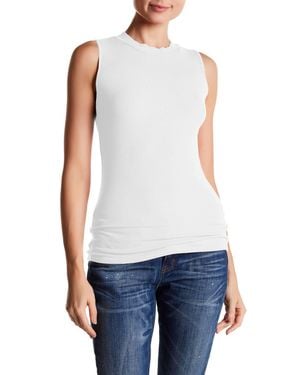 Three Dots Krystine-Sleeveless Rib Tank Top - White