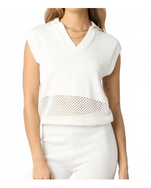 Olivaceous Singer Collared Knit Top - White