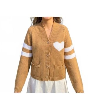 PINK PINEAPPLE Varsity Chunky Heart Cardigan - Multicolor