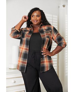 TRUEDAMES Plaid Dropped Shoulder Shirt - Black