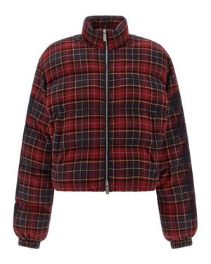 Off-White c/o Virgil Abloh Check Flan Arrow Spray' Down Jacket - Red