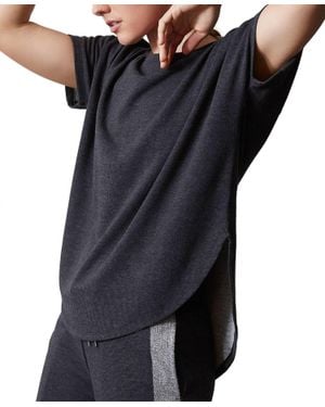 Natori Activewear Chi French Terry Split-Back Top - Black