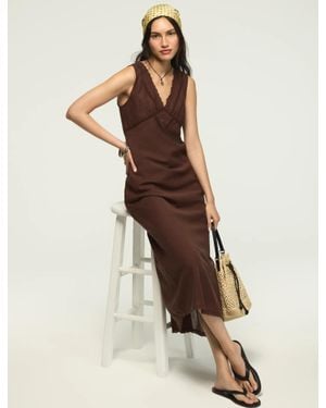 Lucky Brand V Neck Ott Slip Dress - Natural