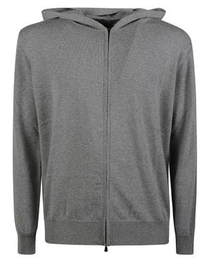 Altea Full-Zip Hooded Soft Virgin Wool Sweater - Gray
