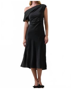Sugarlips Ariana Satin Off The Shoulder Midi Dress - Black
