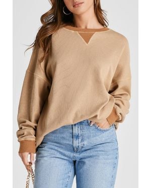 TRUEDAMES Smoke Thermal Pullover Loose Sweatshirt - Blue
