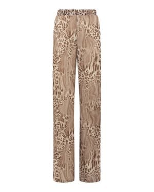 Blugirl Blumarine Animal Print Wide-Leg Pants With Relaxed Fit - Natural