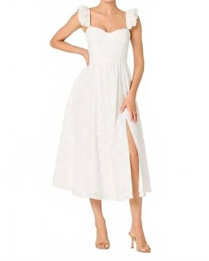Astr Wedelia Ruffle Strap Eyelet Corset Midi Dress - White