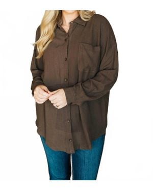 Before You Collection Oversized Button Down Shirt - Brown