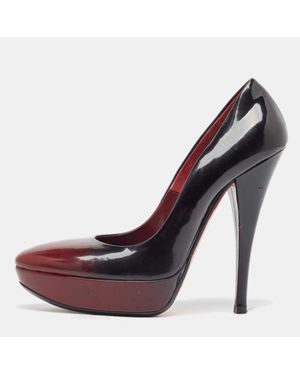 Loriblu Burgundy Ombre Patent Leather Platform Pumps - Brown