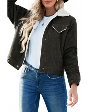 Shiying Fashion Corduroy & Plush Inside Jacket - Black