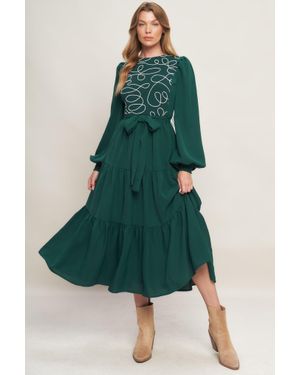 TRUEDAMES Forest Allure Woven Midi Dress - Green