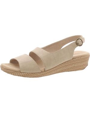 Easy Street Adjustable Faux Suede Wedge Sandals - Natural