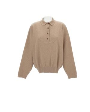 Jacquemus Heavyweight Virgin Wool And Cashmere Polo Sweater - Natural