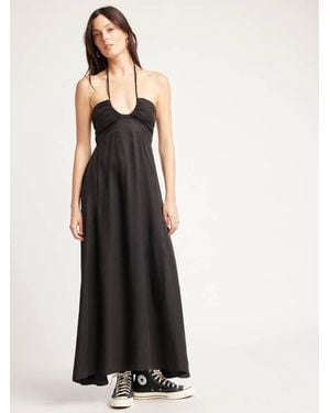 Self Contrast Katya U Ring Halter Dress - Black