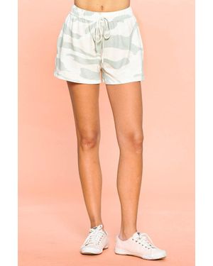 Fashnzfab Camouflage Printed Hacci Jersey Shorts - White