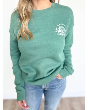 Oat Collective Harlee Happy Camper Crewneck - Green