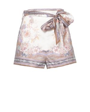 Zimmermann Ivory Luna Floral Linen Shorts - Pink