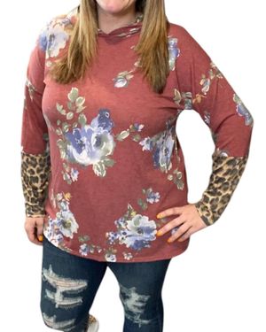 Honeyme Floral Accents Hoodie - Red