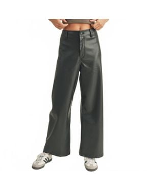 Miou Muse Leather Wide Leg Pants - Gray