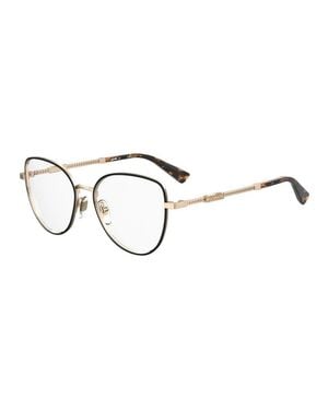 Moschino Eyeglasses Butterfly Full Rim, Frame And Clear Demo Lenses Lens Mos60102M200 - Metallic