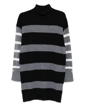 Liu Jo Horizontal Stripe Turtleneck Mini Dress - Black