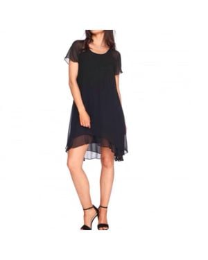 Last Tango Chiffon Ruffle Bottom Dress - Blue
