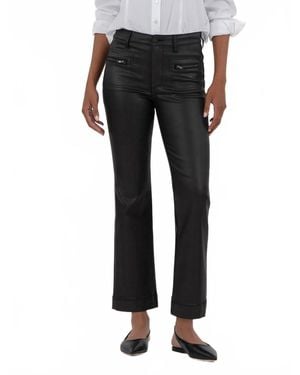 Kut From The Kloth Kelsey Coated High Rise Ankle Flare Pants - Black