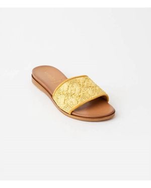 Seychelles Dakota Flower Raffia Slides - White
