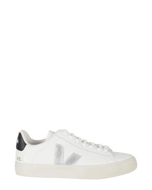 Veja Campo Contrast Logo Leather Low-Top Sneakers - White