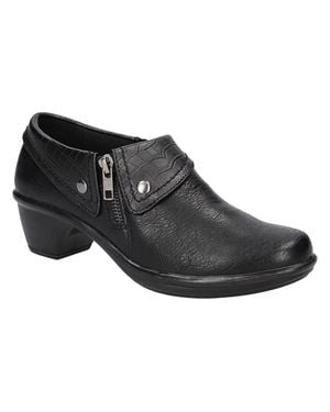 Easy Street Darcy Boots Croc Block Heel Ankle Bootie Hawk1299 - Black