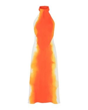 Ferragamo Abstract-Print Halterneck Dress - Orange